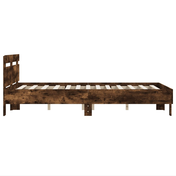 Cadru de pat cu tăblie stejar fumuriu 135x190 cm lemn prelucrat WALTI