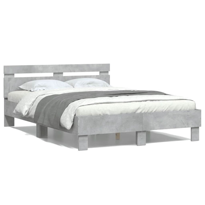 Cadru de pat cu tăblie gri beton 120x190 cm lemn prelucrat - WALTI WALTI