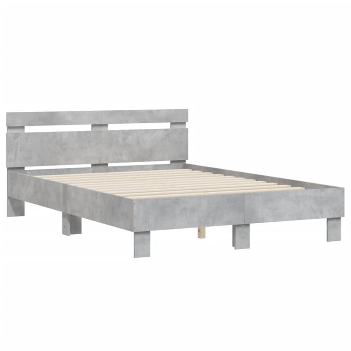 Cadru de pat cu tăblie gri beton 120x190 cm lemn prelucrat - WALTI WALTI