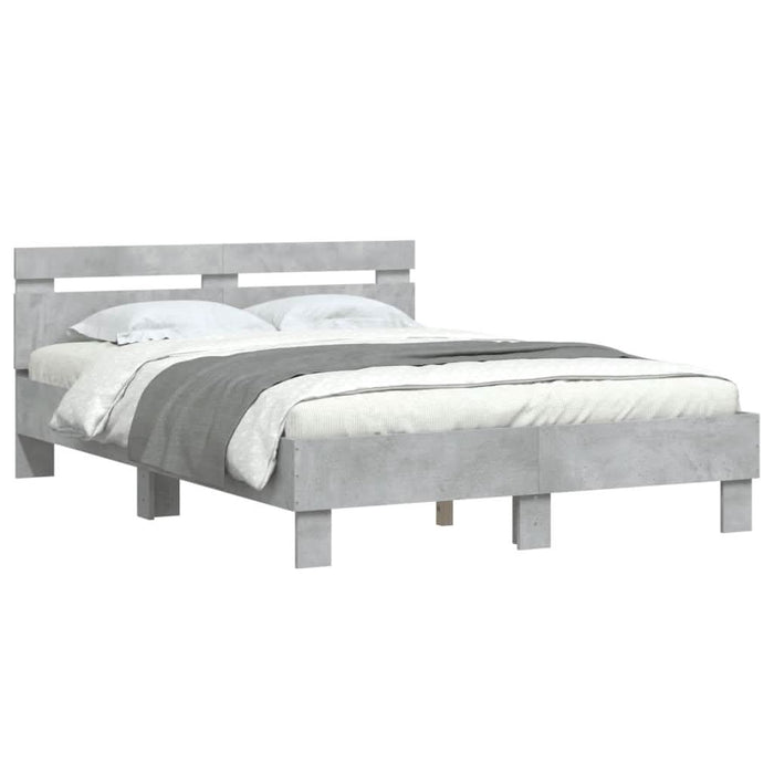Cadru de pat cu tăblie gri beton 120x190 cm lemn prelucrat - WALTI WALTI