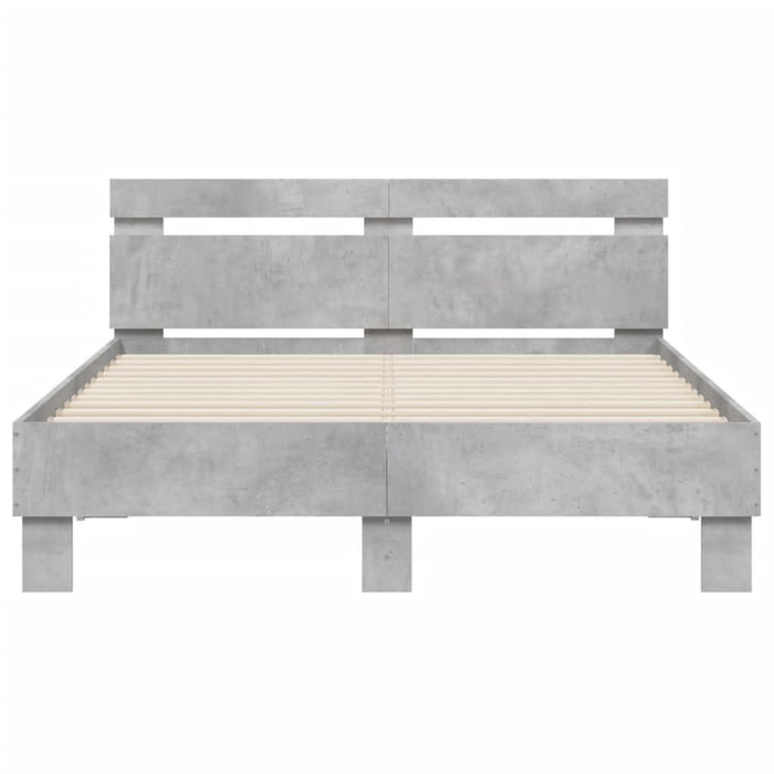 Cadru de pat cu tăblie gri beton 120x190 cm lemn prelucrat - WALTI WALTI