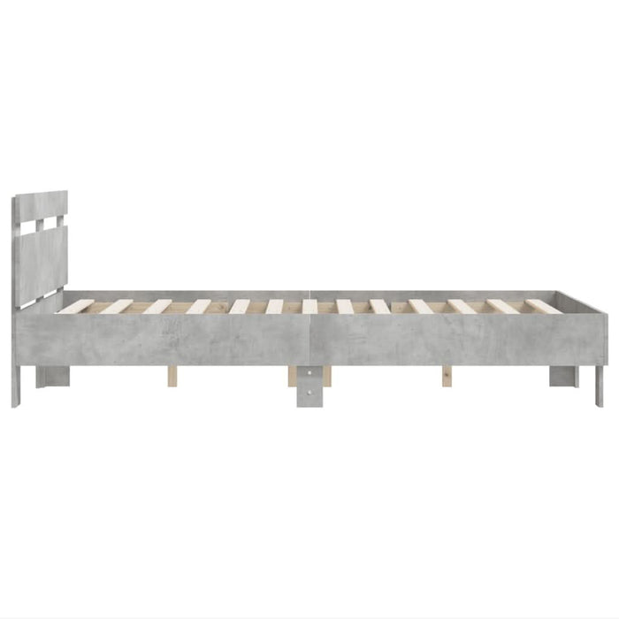 Cadru de pat cu tăblie gri beton 120x190 cm lemn prelucrat - WALTI WALTI