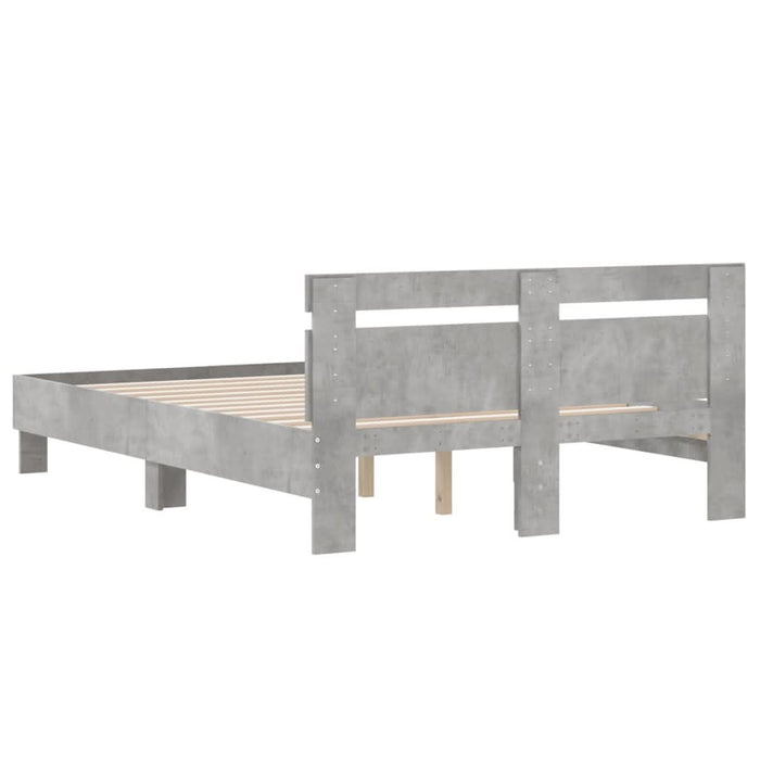 Cadru de pat cu tăblie gri beton 120x190 cm lemn prelucrat - WALTI WALTI