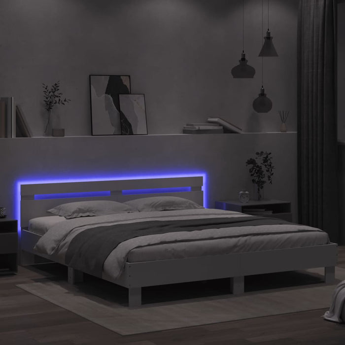 Cadru de pat cu tăblie și LED, alb, 160x200 cm - WALTI WALTI