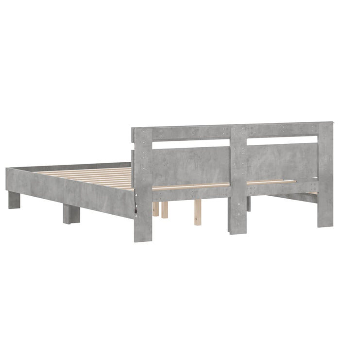 Cadru de pat cu tăblie și LED, gri beton, 140x200 cm - WALTI WALTI