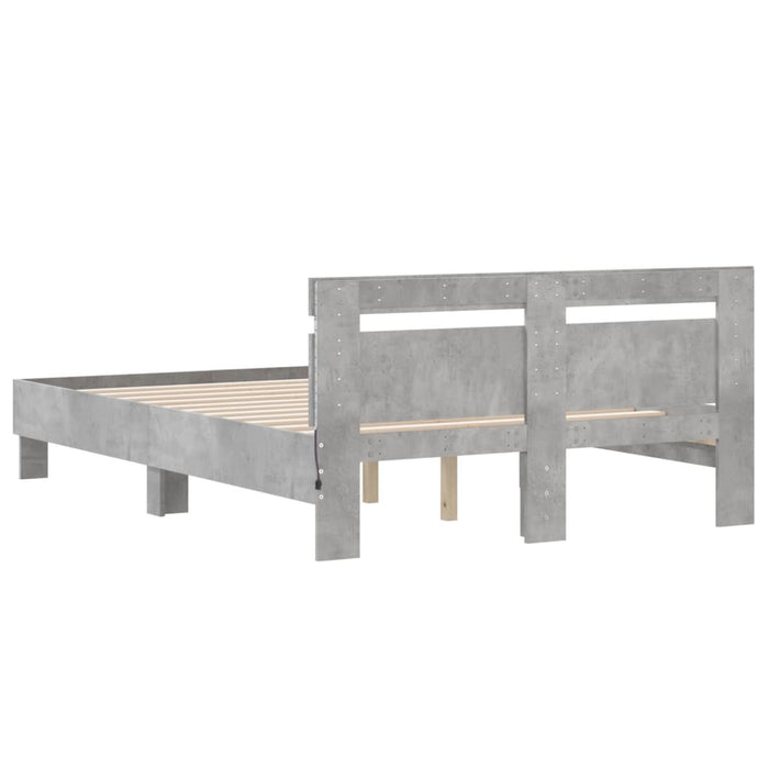 Cadru de pat cu tăblie și LED, gri beton, 120x200 cm - WALTI WALTI