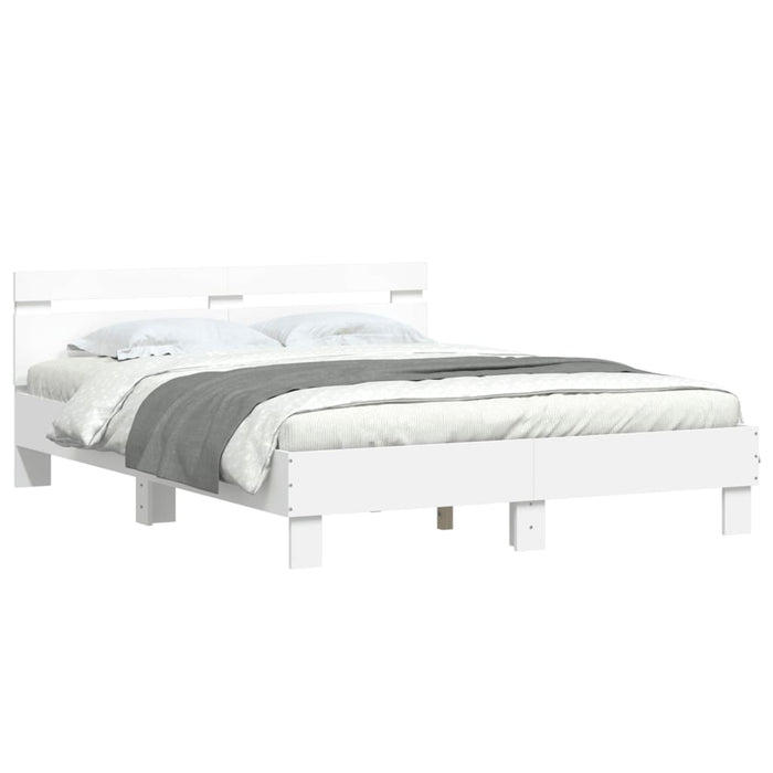 Cadru de pat cu tăblie și LED, alb, 140x190 cm - WALTI WALTI