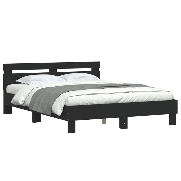 Cadru de pat cu tăblie și LED, negru, 140x190 cm WALTI