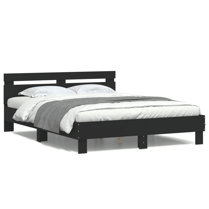 Cadru de pat cu tăblie și LED, negru, 140x190 cm WALTI