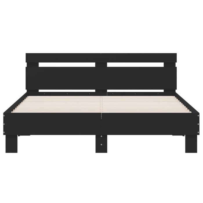 Cadru de pat cu tăblie și LED, negru, 140x190 cm WALTI