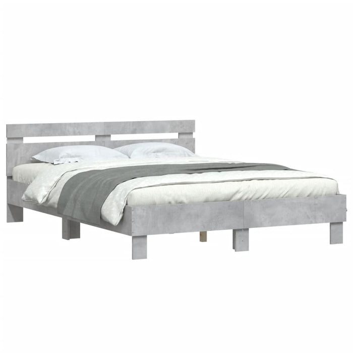 Cadru de pat cu tăblie și LED, gri beton, 140x190 cm WALTI