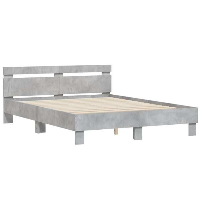 Cadru de pat cu tăblie și LED, gri beton, 140x190 cm WALTI