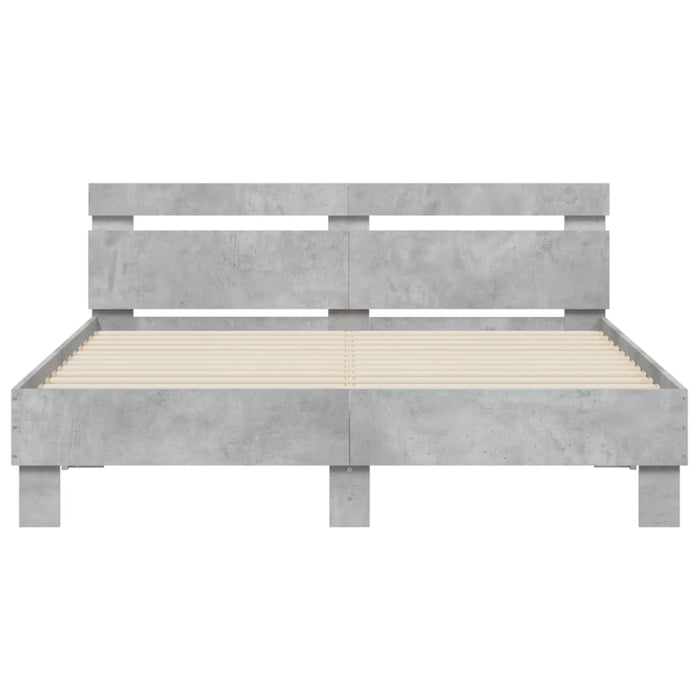 Cadru de pat cu tăblie și LED, gri beton, 140x190 cm WALTI