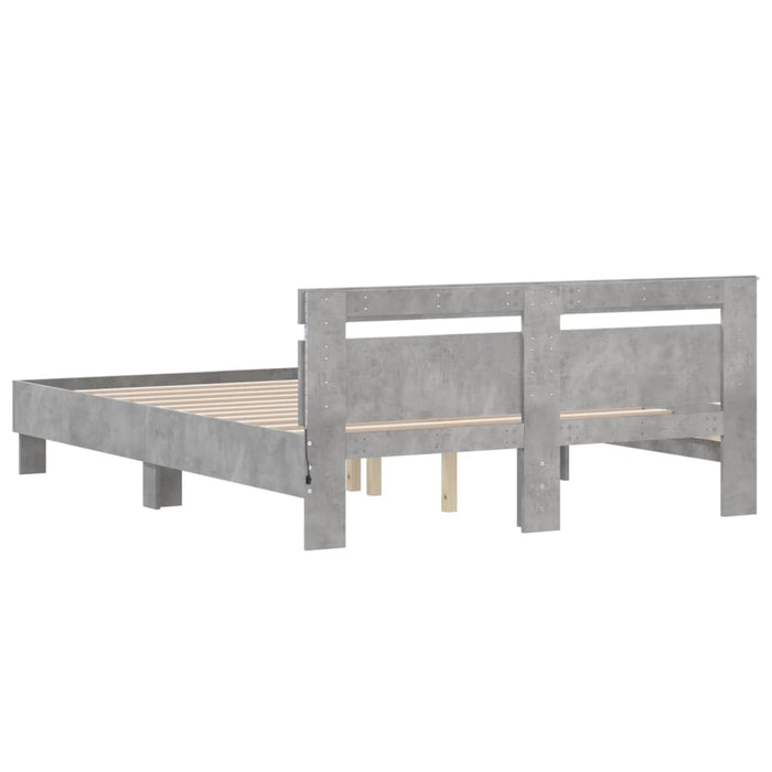 Cadru de pat cu tăblie și LED, gri beton, 140x190 cm WALTI