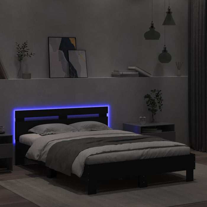 Cadru de pat cu tăblie și LED, negru, 135x190 cm - WALTI WALTI