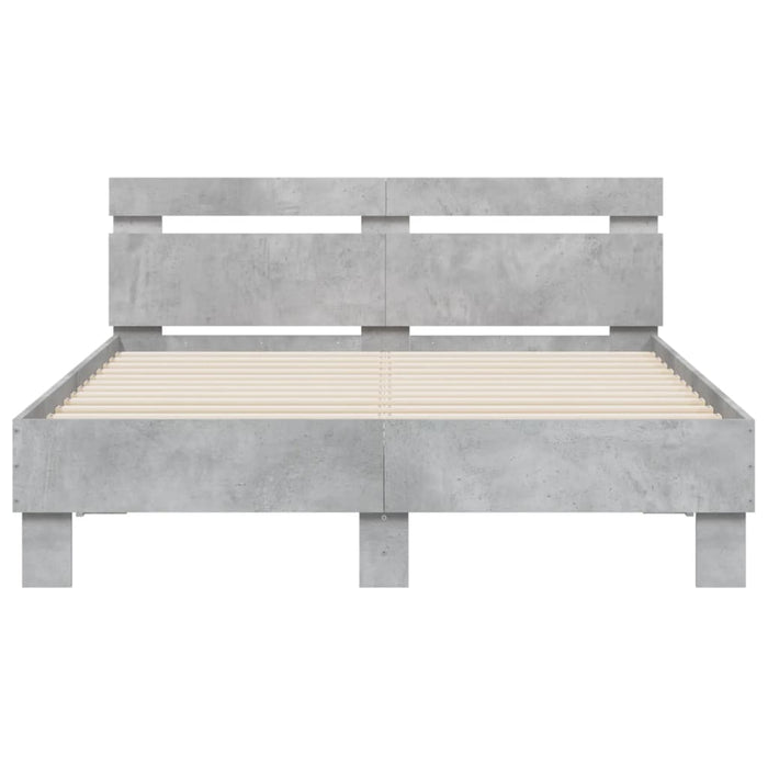 Cadru de pat cu tăblie și LED, gri beton, 135x190 cm - WALTI WALTI