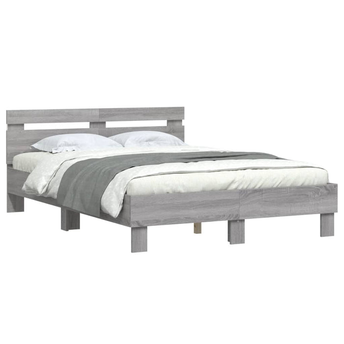 Cadru de pat cu tăblie și LED, gri sonoma, 135x190 cm - WALTI WALTI