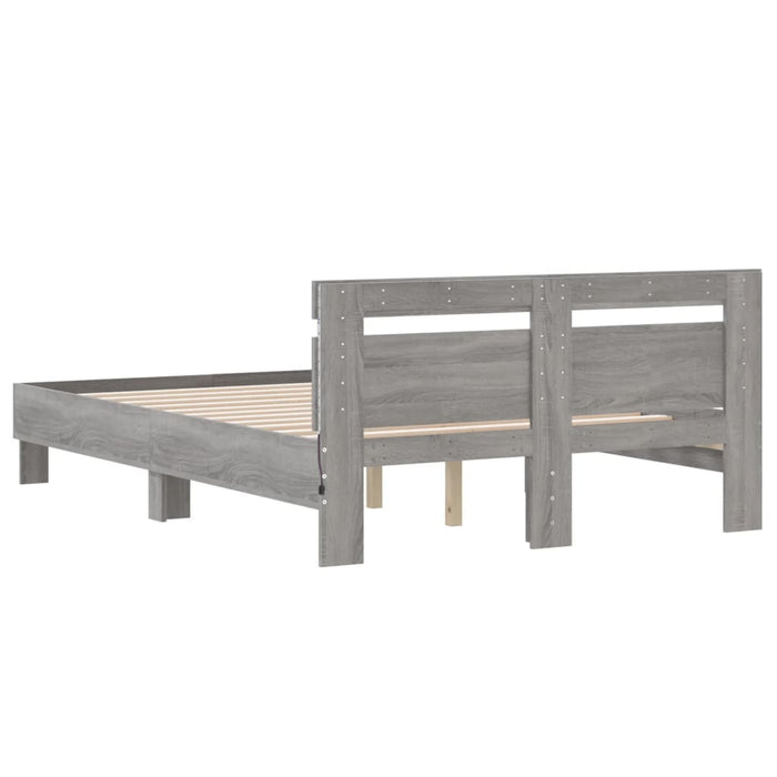 Cadru de pat cu tăblie și LED, gri sonoma, 135x190 cm - WALTI WALTI