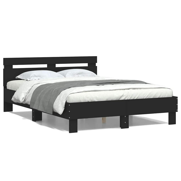 Cadru de pat cu tăblie și LED, negru, 120x190 cm - WALTI WALTI