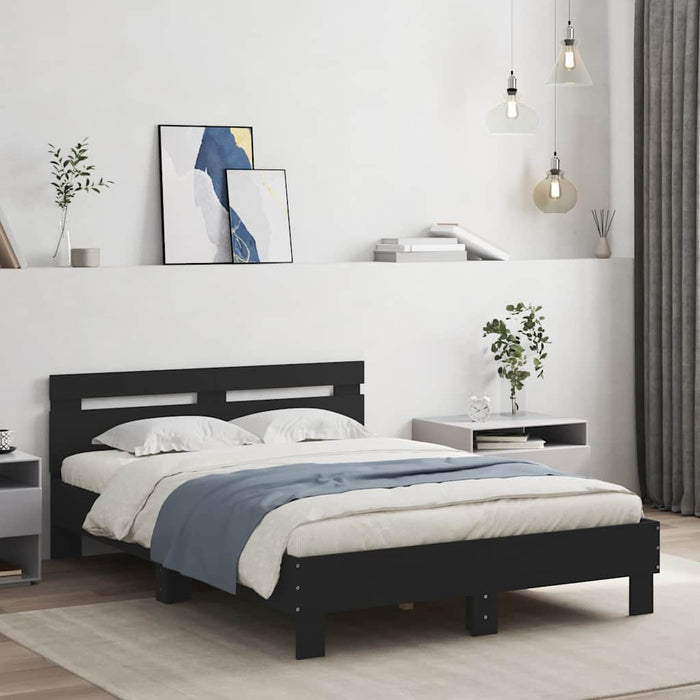 Cadru de pat cu tăblie și LED, negru, 120x190 cm - WALTI WALTI