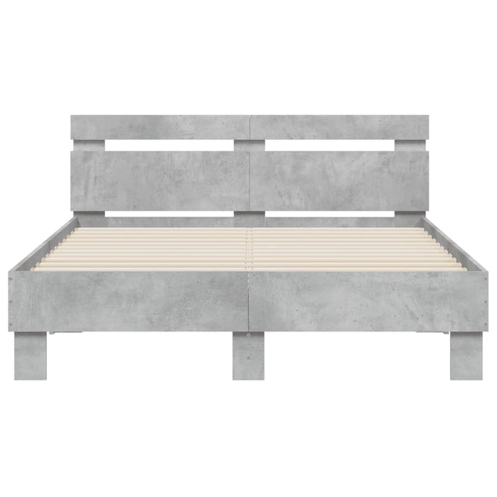 Cadru de pat cu tăblie și LED, gri beton, 120x190 cm - WALTI WALTI