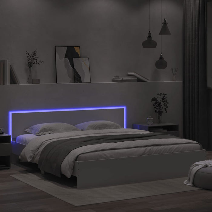 Cadru de pat cu tăblie și LED, alb, 200x200 cm - WALTI WALTI