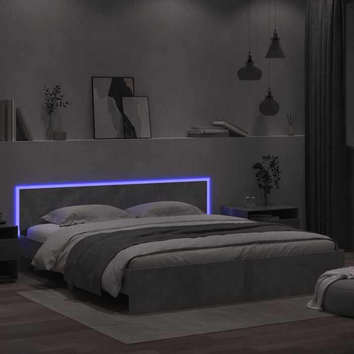 Cadru de pat cu tăblie și LED, gri beton, 180x200 cm - WALTI WALTI