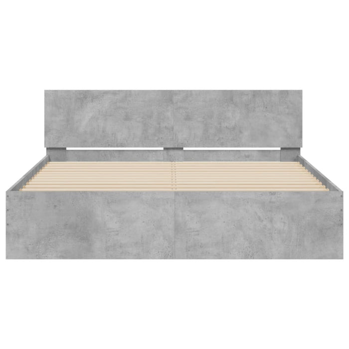 Cadru de pat cu tăblie și LED, gri beton, 160x200 cm - WALTI WALTI