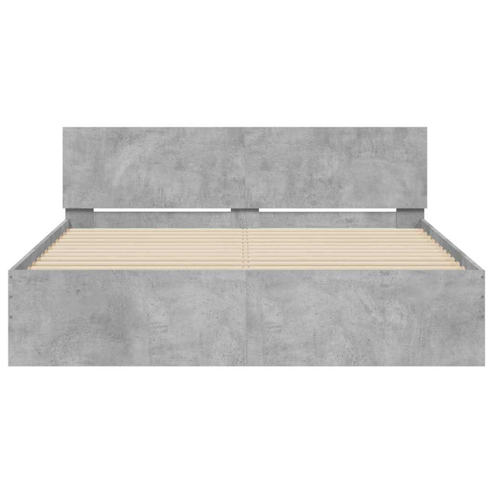 Cadru de pat cu tăblie și LED, gri beton, 150x200 cm - WALTI WALTI