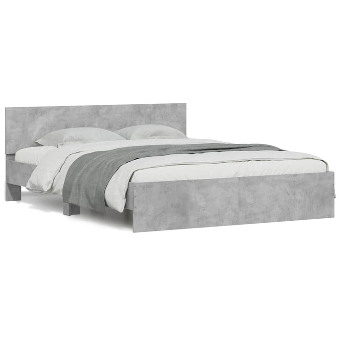 Cadru de pat cu tăblie și LED, gri beton, 150x200 cm - WALTI WALTI
