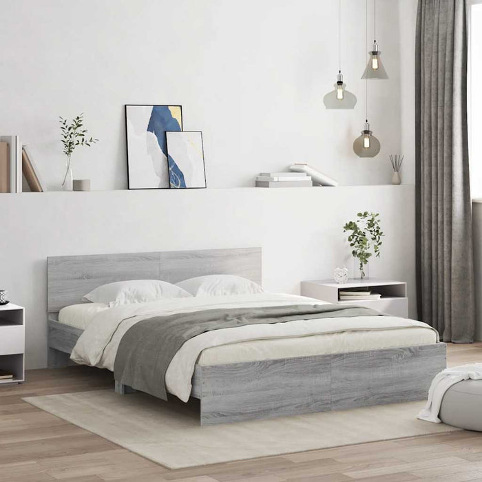 Cadru de pat cu tăblie și LED, gri sonoma, 150x200 cm - WALTI WALTI