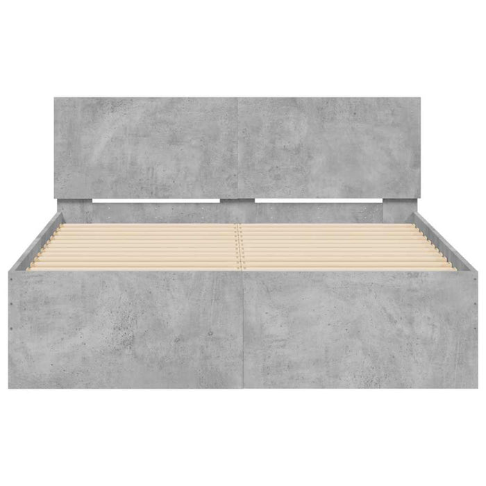 Cadru de pat cu tăblie și LED, gri beton, 140x200 cm - WALTI WALTI