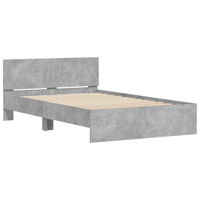 Cadru de pat cu tăblie și LED, gri beton, 120x200 cm - WALTI WALTI