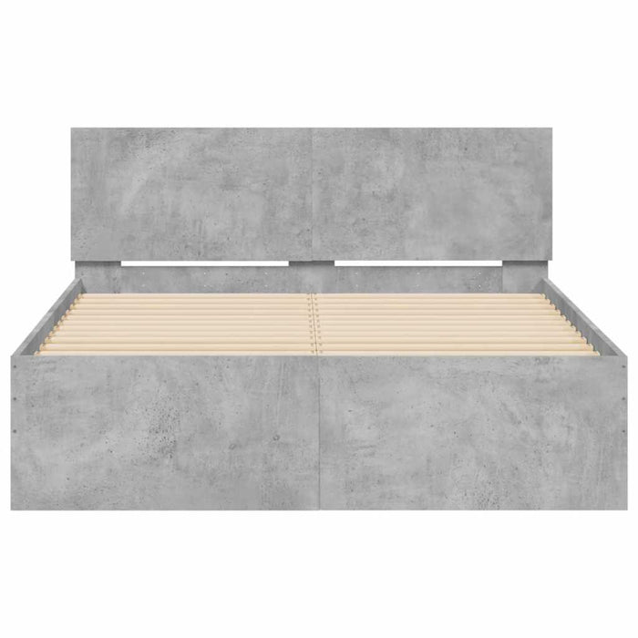 Cadru de pat cu tăblie și LED, gri beton, 120x200 cm - WALTI WALTI