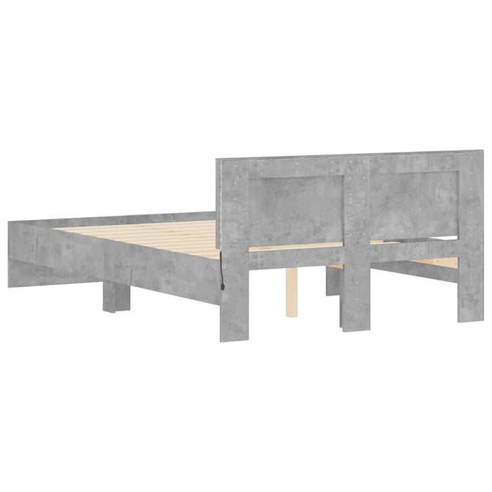 Cadru de pat cu tăblie și LED, gri beton, 120x200 cm - WALTI WALTI