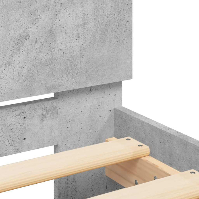 Cadru de pat cu tăblie și LED, gri beton, 120x200 cm - WALTI WALTI