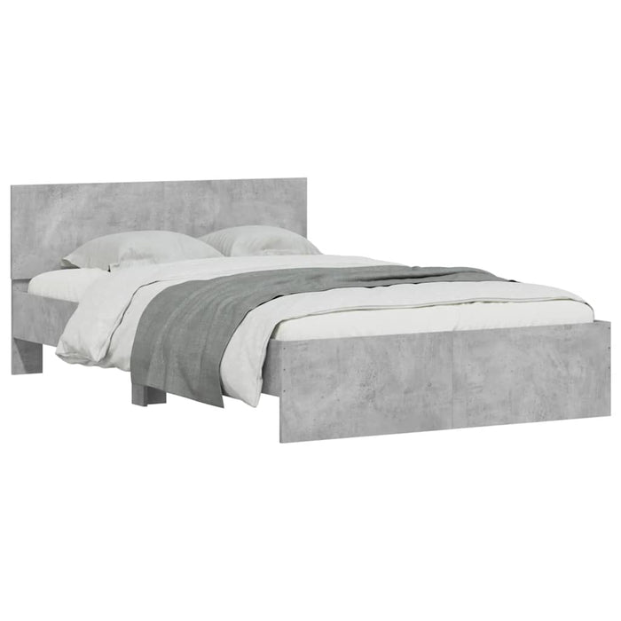 Cadru de pat cu tăblie și LED, gri beton, 140x190 cm - WALTI WALTI