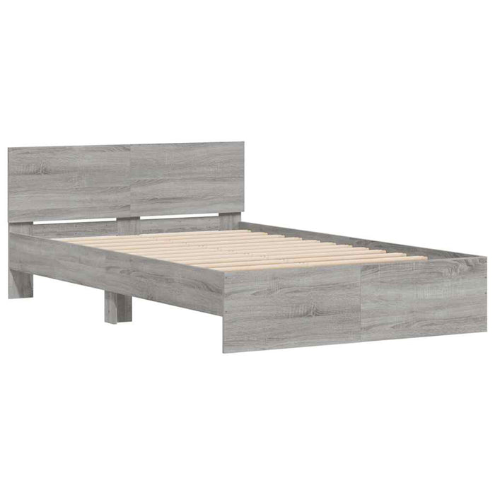 Cadru de pat cu tăblie și LED, gri sonoma, 140x190 cm - WALTI WALTI