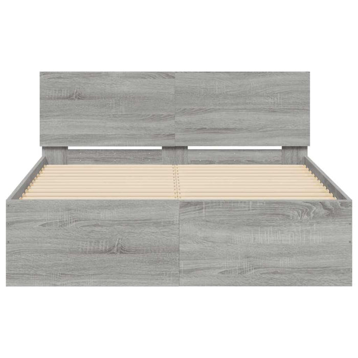 Cadru de pat cu tăblie și LED, gri sonoma, 140x190 cm - WALTI WALTI