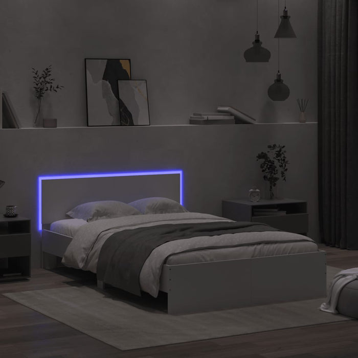 Cadru de pat cu tăblie și LED, alb, 135x190 cm - WALTI WALTI