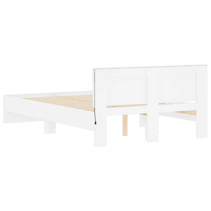 Cadru de pat cu tăblie și LED, alb, 135x190 cm - WALTI WALTI