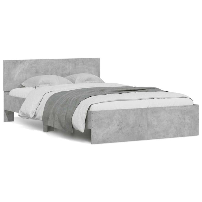 Cadru de pat cu tăblie și LED, gri beton, 135x190 cm - WALTI WALTI