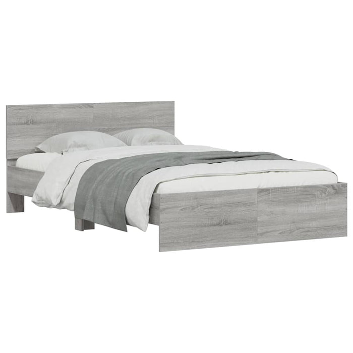Cadru de pat cu tăblie și LED, gri sonoma, 135x190 cm - WALTI WALTI