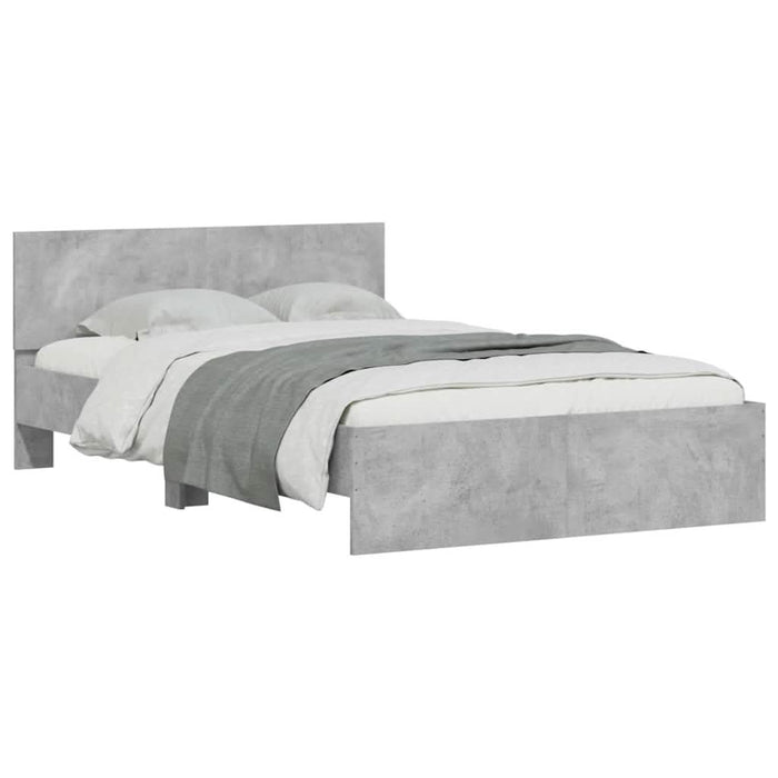 Cadru de pat cu tăblie și LED, gri beton, 120x190 cm - WALTI WALTI