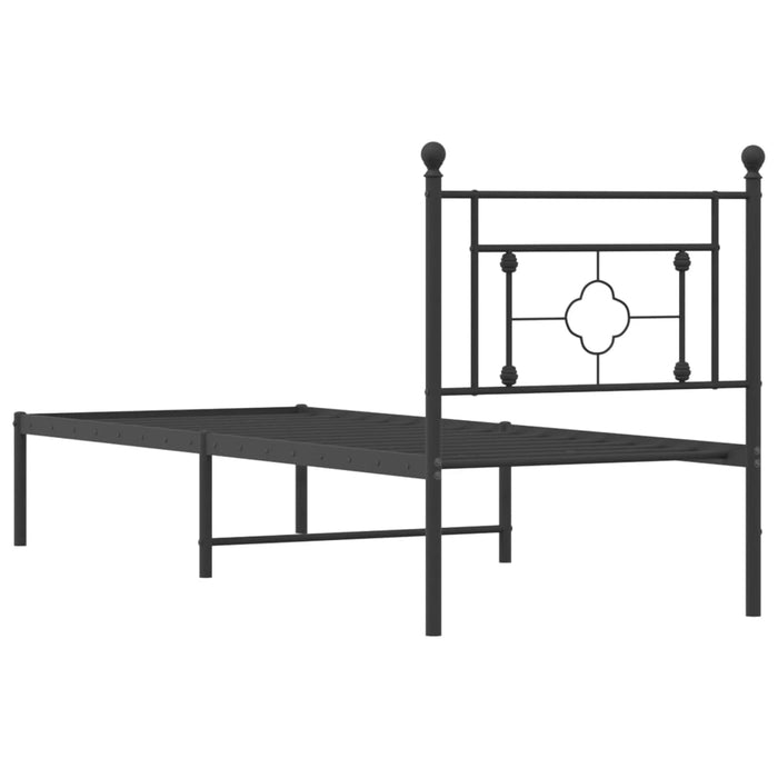 Cadru de pat metalic cu tăblie, negru, 75x190 cm - WALTI WALTI