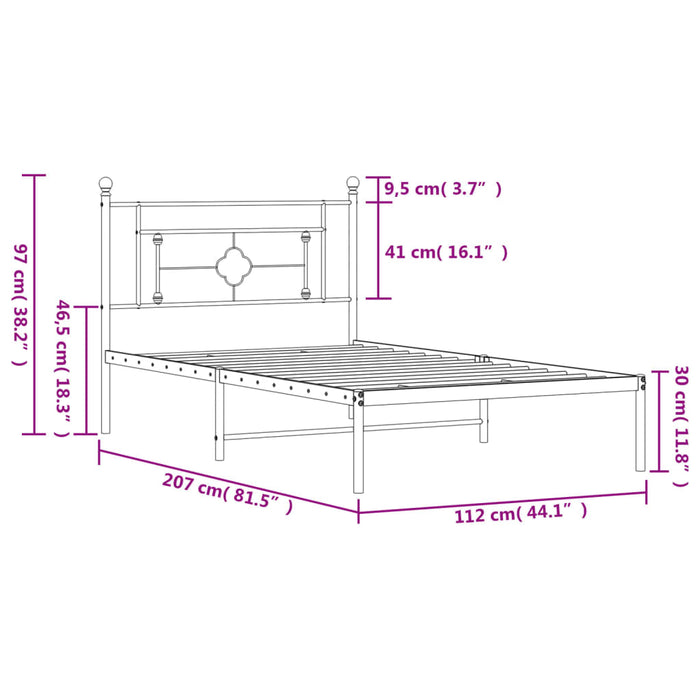 Cadru de pat din metal cu tăblie, negru, 107x203 cm - WALTI WALTI