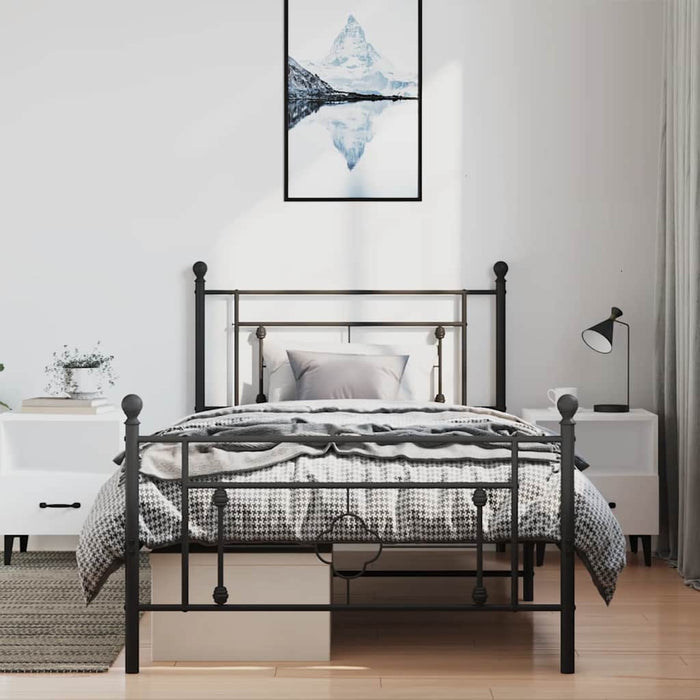 Cadru pat metalic cu tăblii de cap/picioare, negru, 100x200 cm - WALTI WALTI