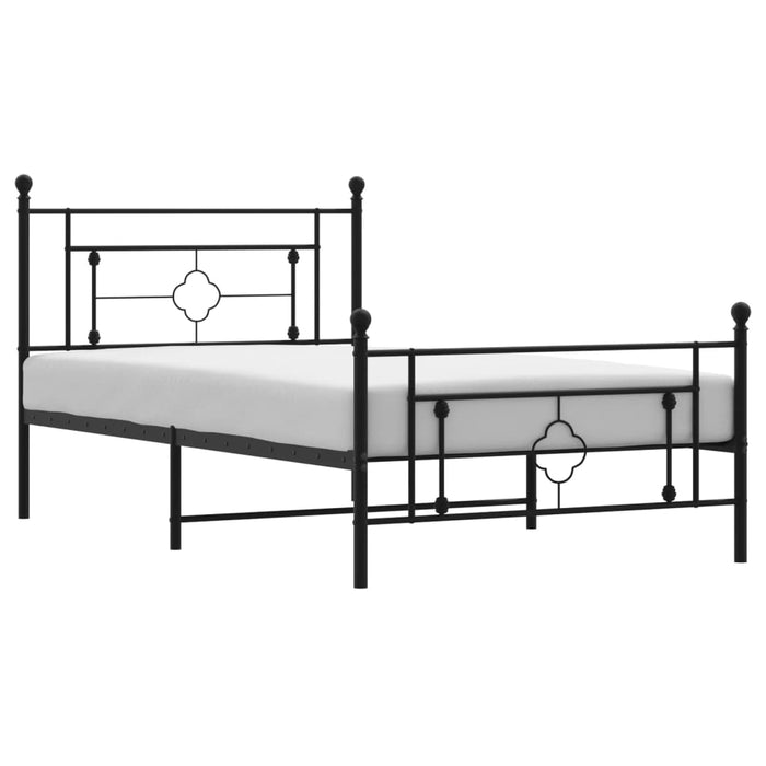 Cadru pat metalic cu tăblii de cap/picioare, negru, 107x203 cm WALTI