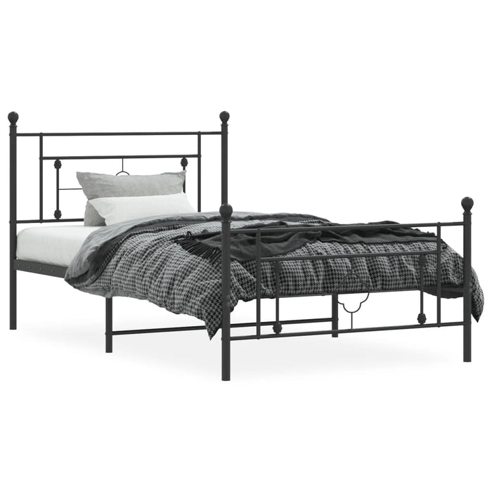 Cadru pat metalic cu tăblii de cap/picioare, negru, 107x203 cm WALTI