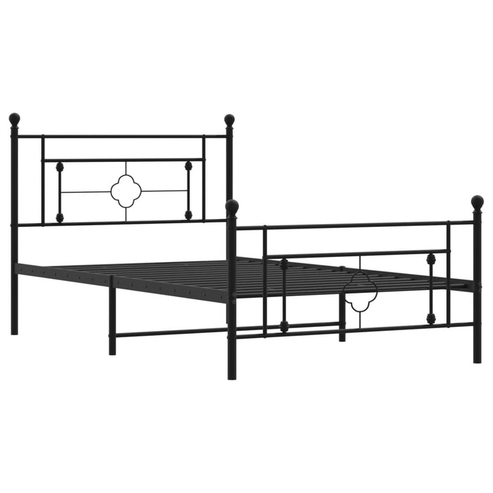 Cadru pat metalic cu tăblii de cap/picioare, negru, 107x203 cm WALTI